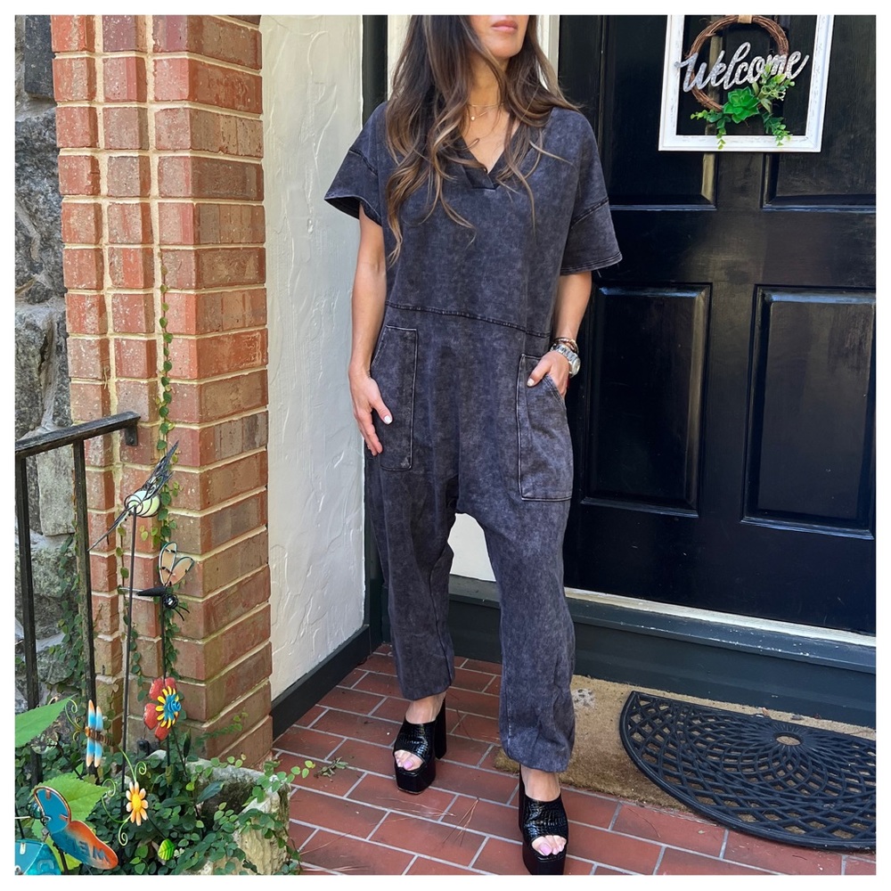 Favorite Mineral Wash Loose Fit Harem Jumpsuit - Picture 3 of 7